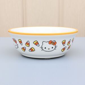Hello Kitty Ceramic Pet Bowl Halloween Candy Corn